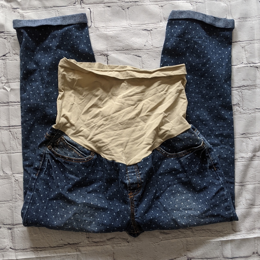 Polka Dot Maternity Cropped Skinny Jeans
